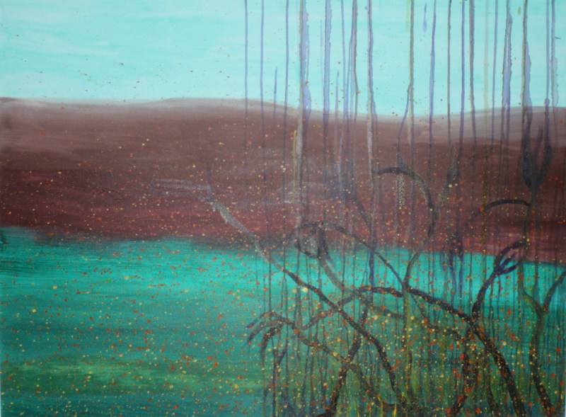 'Mountain' oil and acrylic on canvas, 36 by 48 inches, 2014 (sold)